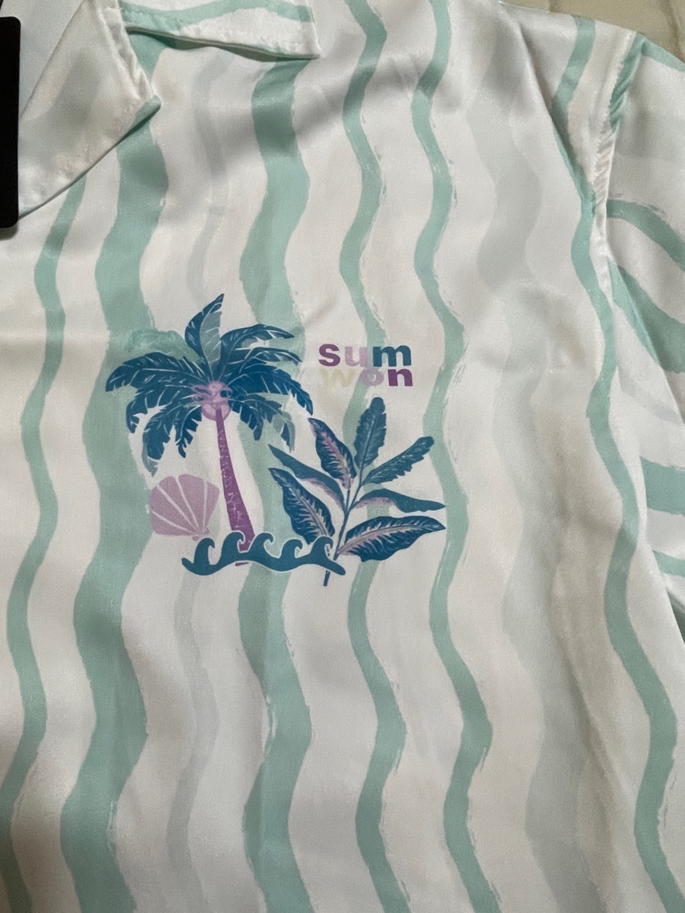Men’s Casual Button-Down Shirt - Light Mint Stripe